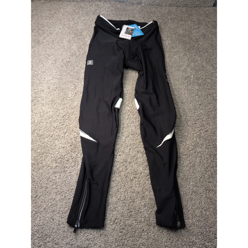 Santic Mens Cycling Tights Padded Black Road Bike Pants Ankle Zip NWT Size L